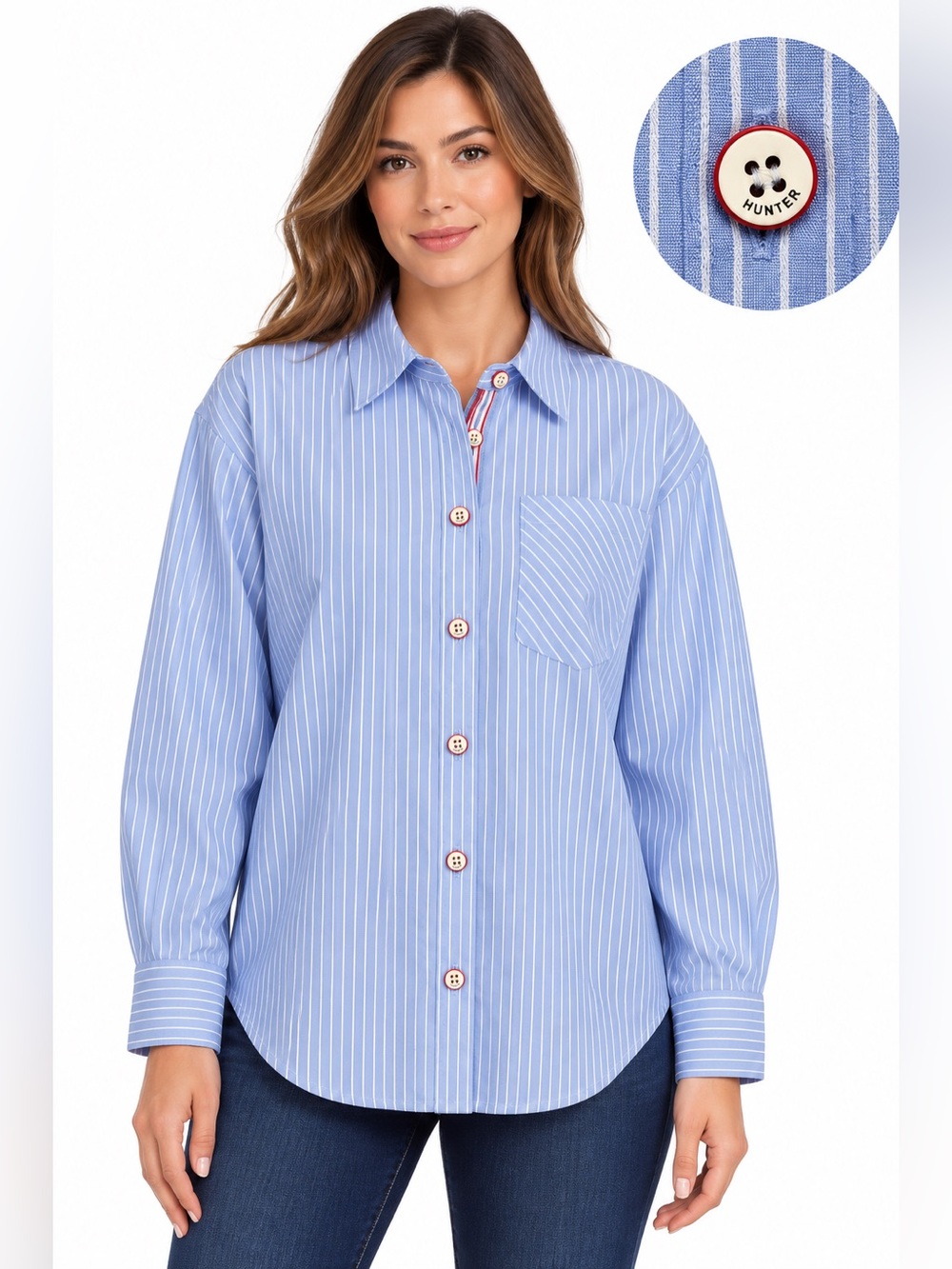 Hunter Light Blue Pinstripe Button-Up Shirt